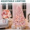 imageYITAHOME 75 FT Prelit Pink Flocked Christmas Tree PreLit Pink Spruce Artificial Christmas Tree with 1346 PVC Flocked Tips and 550 WarmWhite Lights for Home Office DecorationPink