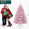 imageYITAHOME 75 FT Prelit Pink Flocked Christmas Tree PreLit Pink Spruce Artificial Christmas Tree with 1346 PVC Flocked Tips and 550 WarmWhite Lights for Home Office DecorationPink