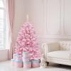 imageYITAHOME 75 FT Prelit Pink Flocked Christmas Tree PreLit Pink Spruce Artificial Christmas Tree with 1346 PVC Flocked Tips and 550 WarmWhite Lights for Home Office DecorationPink