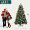 imageYITAHOME 75 FT Prelit Pink Flocked Christmas Tree PreLit Pink Spruce Artificial Christmas Tree with 1346 PVC Flocked Tips and 550 WarmWhite Lights for Home Office DecorationGreen With Predecorated Pine Cone