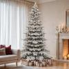 imageYITAHOME 75 FT Prelit Pink Flocked Christmas Tree PreLit Pink Spruce Artificial Christmas Tree with 1346 PVC Flocked Tips and 550 WarmWhite Lights for Home Office DecorationWhite With Pine Cones