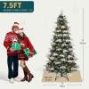 imageYITAHOME 75 FT Prelit Pink Flocked Christmas Tree PreLit Pink Spruce Artificial Christmas Tree with 1346 PVC Flocked Tips and 550 WarmWhite Lights for Home Office DecorationGreen With Partial Flocked