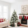 imageYITAHOME 75 FT Prelit Pink Flocked Christmas Tree PreLit Pink Spruce Artificial Christmas Tree with 1346 PVC Flocked Tips and 550 WarmWhite Lights for Home Office DecorationGreen
