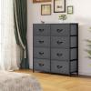 imageYITAHOME 8Drawer Fabric Dresser Furniture Storage Tower Cabinet Organizer for Bedroom Living Room Hallway Closet Sturdy Steel Frame Wooden Top EasytoPull Fabric Bins Rustic BrownAdark Grey