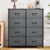 imageYITAHOME 8Drawer Fabric Dresser Furniture Storage Tower Cabinet Organizer for Bedroom Living Room Hallway Closet Sturdy Steel Frame Wooden Top EasytoPull Fabric Bins Rustic BrownAdark Grey