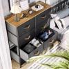 imageYITAHOME 8Drawer Fabric Dresser Furniture Storage Tower Cabinet Organizer for Bedroom Living Room Hallway Closet Sturdy Steel Frame Wooden Top EasytoPull Fabric Bins Rustic BrownDark Grey