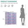 imageYITAHOME 8Drawer Fabric Dresser Furniture Storage Tower Cabinet Organizer for Bedroom Living Room Hallway Closet Sturdy Steel Frame Wooden Top EasytoPull Fabric Bins Rustic BrownTiedye Purple Print