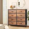 imageYITAHOME 8Drawer Fabric Dresser Furniture Storage Tower Cabinet Organizer for Bedroom Living Room Hallway Closet Sturdy Steel Frame Wooden Top EasytoPull Fabric Bins Rustic BrownEarthy Brown