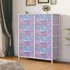 imageYITAHOME 8Drawer Fabric Dresser Furniture Storage Tower Cabinet Organizer for Bedroom Living Room Hallway Closet Sturdy Steel Frame Wooden Top EasytoPull Fabric Bins Rustic BrownTiedye Purple Print