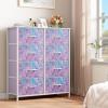 imageYITAHOME 8Drawer Fabric Dresser Furniture Storage Tower Cabinet Organizer for Bedroom Living Room Hallway Closet Sturdy Steel Frame Wooden Top EasytoPull Fabric Bins Rustic BrownTiedye Purple Print