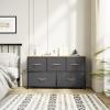 imageYITAHOME Dresser with 5 Drawers  Fabric Storage Tower Organizer Unit for Bedroom Living Room Closets  Sturdy Steel Frame Wooden Top 5 Wider Drawers Cool Grey