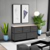 imageYITAHOME Dresser with 5 Drawers  Fabric Storage Tower Organizer Unit for Bedroom Living Room Closets  Sturdy Steel Frame Wooden Top 5 Wider Drawers Cool Grey