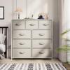 imageYITAHOME Dresser with 7 Drawers  Fabric Storage Tower Organizer Unit for Living Room Hallway  Sturdy Steel Frame Wooden Top ampamp Easy Pull Fabric BinsCream White