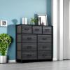 imageYITAHOME Dresser with 7 Drawers  Fabric Storage Tower Organizer Unit for Living Room Hallway  Sturdy Steel Frame Wooden Top ampamp Easy Pull Fabric BinsBlack Wood Grain