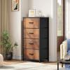imageYITAHOME Dresser with 7 Drawers  Fabric Storage Tower Organizer Unit for Living Room Hallway  Sturdy Steel Frame Wooden Top ampamp Easy Pull Fabric BinsRustic Brown