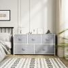 imageYITAHOME Dresser with 7 Drawers  Fabric Storage Tower Organizer Unit for Living Room Hallway  Sturdy Steel Frame Wooden Top ampamp Easy Pull Fabric BinsLight Grey