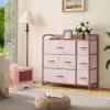 imageYITAHOME Fabric Dresser with 7 Drawers  Storage Tower with Large Capacity Organizer Unit for Living Room  Sturdy Steel Frame Easy Pull Fabric Bins ampamp Wooden Top BlackGreyPink