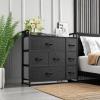 imageYITAHOME Fabric Dresser with 7 Drawers  Storage Tower with Large Capacity Organizer Unit for Living Room  Sturdy Steel Frame Easy Pull Fabric Bins ampamp Wooden Top BlackGreyBlack Grey
