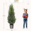 imageYITAHOME Potted Cedar Topiary Trees 4FT UV Resistant Fake Artificial Cypress Trees Faux Cedar Topiary Evergreen Potted Plants for Outdoor Home Porch Office Indoor Outdoor Decoration 2 Pack4 ft 2 Pack