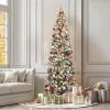 imageYITAHOME PreLit Black Pencil Halloween Christmas Tree 6ft wRemote Black Slim Artificial Christmas Tree Prelit Pencil Christmas Tree w 200 LED Lights ampamp 700 Branch Tips  Holiday DecorWhite Flocked