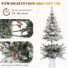 imageYITAHOME PreLit Green Artificial Hinged Christmas Tree with Remote Control 6ft Prelighted Spruce Xmas Tree for Home Office Party Decoration with 1000 Branch Tips and 250 Lights GreenWhite With Red Berries