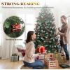 imageYITAHOME PreLit Mountain Pine Flocked Christmas Tree with Remote 75FT PreDecorated Hierarchical Tower Flocked Christmas Tree 1278 Branch Tips 550 Lights 55 Pine Cones for Party Home DecoGreen With Red Berries