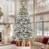 imageYITAHOME PreLit Mountain Pine Flocked Christmas Tree with Remote 75FT PreDecorated Hierarchical Tower Flocked Christmas Tree 1278 Branch Tips 550 Lights 55 Pine Cones for Party Home DecoFlocked White