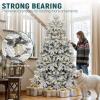 imageYITAHOME PreLit Mountain Pine Flocked Christmas Tree with Remote 75FT PreDecorated Hierarchical Tower Flocked Christmas Tree 1278 Branch Tips 550 Lights 55 Pine Cones for Party Home DecoFlocked White