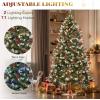 imageYITAHOME PreLit Mountain Pine Flocked Christmas Tree with Remote 75FT PreDecorated Hierarchical Tower Flocked Christmas Tree 1278 Branch Tips 550 Lights 55 Pine Cones for Party Home DecoGreen With Red Berries