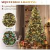 imageYITAHOME PreLit Mountain Pine Flocked Christmas Tree with Remote 75FT PreDecorated Hierarchical Tower Flocked Christmas Tree 1278 Branch Tips 550 Lights 55 Pine Cones for Party Home DecoGreen With Red Berries