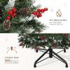 imageYITAHOME PreLit Mountain Pine Flocked Christmas Tree with Remote 75FT PreDecorated Hierarchical Tower Flocked Christmas Tree 1278 Branch Tips 550 Lights 55 Pine Cones for Party Home DecoGreen With Red Berries