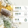 imageYITAHOME PreLit Mountain Pine Flocked Christmas Tree with Remote 75FT PreDecorated Hierarchical Tower Flocked Christmas Tree 1278 Branch Tips 550 Lights 55 Pine Cones for Party Home DecoWhite