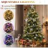 imageYITAHOME PreLit Mountain Pine Flocked Christmas Tree with Remote 75FT PreDecorated Hierarchical Tower Flocked Christmas Tree 1278 Branch Tips 550 Lights 55 Pine Cones for Party Home DecoGreen Bell
