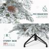 imageYITAHOME PreLit Mountain Pine Flocked Christmas Tree with Remote 75FT PreDecorated Hierarchical Tower Flocked Christmas Tree 1278 Branch Tips 550 Lights 55 Pine Cones for Party Home DecoWhite