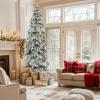 imageYITAHOME PreLit Mountain Pine Flocked Christmas Tree with Remote 75FT PreDecorated Hierarchical Tower Flocked Christmas Tree 1278 Branch Tips 550 Lights 55 Pine Cones for Party Home DecoWhite