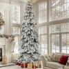 imageYITAHOME PreLit Mountain Pine Flocked Christmas Tree with Remote 75FT PreDecorated Hierarchical Tower Flocked Christmas Tree 1278 Branch Tips 550 Lights 55 Pine Cones for Party Home DecoWhite