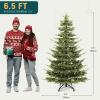 imageYITAHOME PreLit Mountain Pine Flocked Christmas Tree with Remote 75FT PreDecorated Hierarchical Tower Flocked Christmas Tree 1278 Branch Tips 550 Lights 55 Pine Cones for Party Home DecoGreen With Crystal Decor