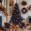 imageYITAHOME Snow Flocked Artificial Full Christmas Tree Christmas Pine Tree with 880 Branch Tips and Foldable Base for Home Party Decoration6ftBlack