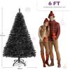 imageYITAHOME Snow Flocked Artificial Full Christmas Tree Christmas Pine Tree with 880 Branch Tips and Foldable Base for Home Party Decoration6ftBlack