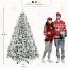 imageYITAHOME Snow Flocked Artificial Full Christmas Tree Christmas Pine Tree with 880 Branch Tips and Foldable Base for Home Party Decoration6ftFlocked White