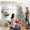 imageYITAHOME Snow Flocked Artificial Full Christmas Tree Christmas Pine Tree with 880 Branch Tips and Foldable Base for Home Party Decoration6ftFlocked White