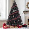 imageYITAHOME Snow Flocked Artificial Full Christmas Tree Christmas Pine Tree with 880 Branch Tips and Foldable Base for Home Party Decoration6ftBlack
