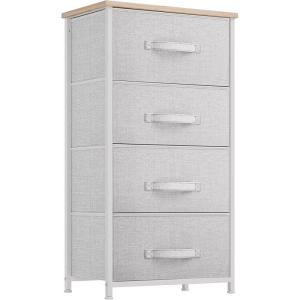 imageYITAHOME Dresser with 4 Drawers  Fabric Storage Tower Organizer Unit for Bedroom Living Room Hallway Closets  Sturdy Steel Frame Light Grey