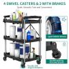 imageYITAHOME 240LBS Folding Utility Cart with Wheels Foldable Utility Service Cart 3 Tier Collapsible Rolling Cart with 360Swivel Wheels 2 with Brakes Portable Cart for Home Garage Restaurant Office