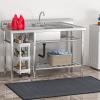 imageYITAHOME 29in Utility Kitchen Sink Free Standing Single Bowl with Pipe NSF Stainless Steel Commercial Sink for Laundry Room Bathroom Farmhouse Garage Indoor Outdoor1Sink w 2 Drainboards Shelf