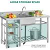 imageYITAHOME 29in Utility Kitchen Sink Free Standing Single Bowl with Pipe NSF Stainless Steel Commercial Sink for Laundry Room Bathroom Farmhouse Garage Indoor Outdoor1Sink w 2 Drainboards Shelf