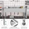 imageYITAHOME 29in Utility Kitchen Sink Free Standing Single Bowl with Pipe NSF Stainless Steel Commercial Sink for Laundry Room Bathroom Farmhouse Garage Indoor Outdoor3Sink w 2 Drainboards