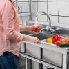 imageYITAHOME 29in Utility Kitchen Sink Free Standing Single Bowl with Pipe NSF Stainless Steel Commercial Sink for Laundry Room Bathroom Farmhouse Garage Indoor Outdoor3Compartment with Shelf