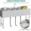 imageYITAHOME 29in Utility Kitchen Sink Free Standing Single Bowl with Pipe NSF Stainless Steel Commercial Sink for Laundry Room Bathroom Farmhouse Garage Indoor Outdoor3Sink w 2 Drainboards