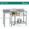 imageYITAHOME 29in Utility Kitchen Sink Free Standing Single Bowl with Pipe NSF Stainless Steel Commercial Sink for Laundry Room Bathroom Farmhouse Garage Indoor Outdoor1Sink w 2 Drainboards Shelf